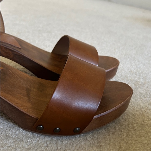 Brown Leather Clog Women's Sandals - Picture 4 of 6